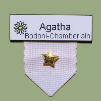 Name Badge Pin Holder with two lines of text